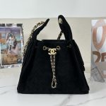 Chanel 25 Small Bag Suede Black - chanel 25 replica front view